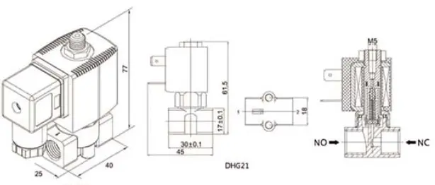ระยะ โซลินอยด์วาล์ว dhg31 dimension-dhg31-solenoid valve